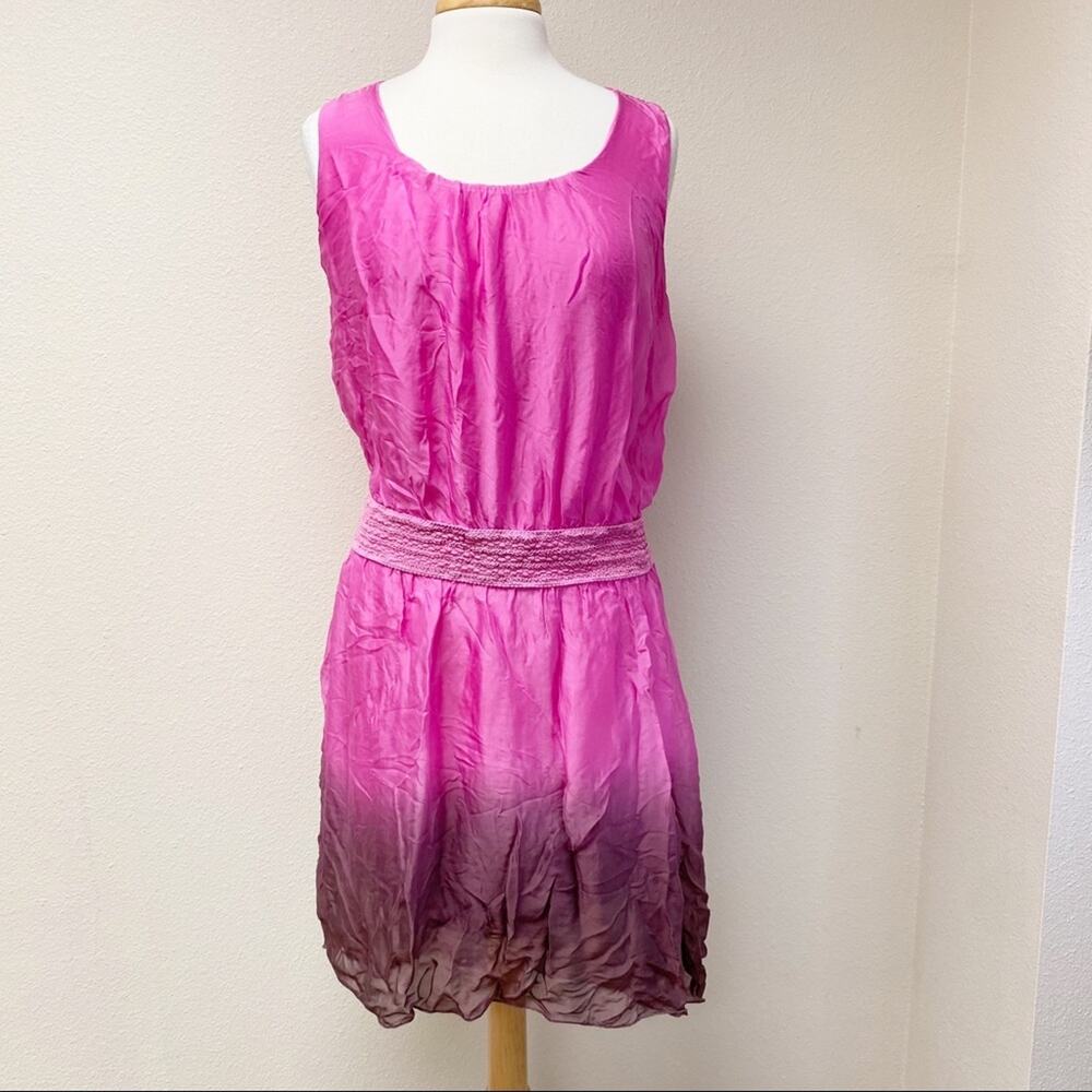 M Made in Italy Pink Purple Ombre Drop Waist Mini Dress Small